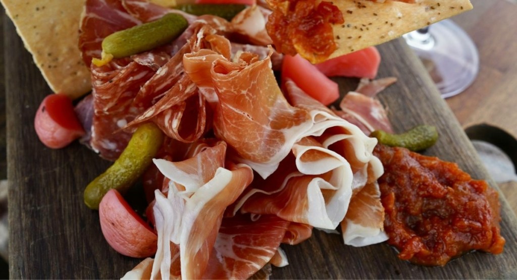 Charcuterie and cured meats board at a Margaret River winery restaurant